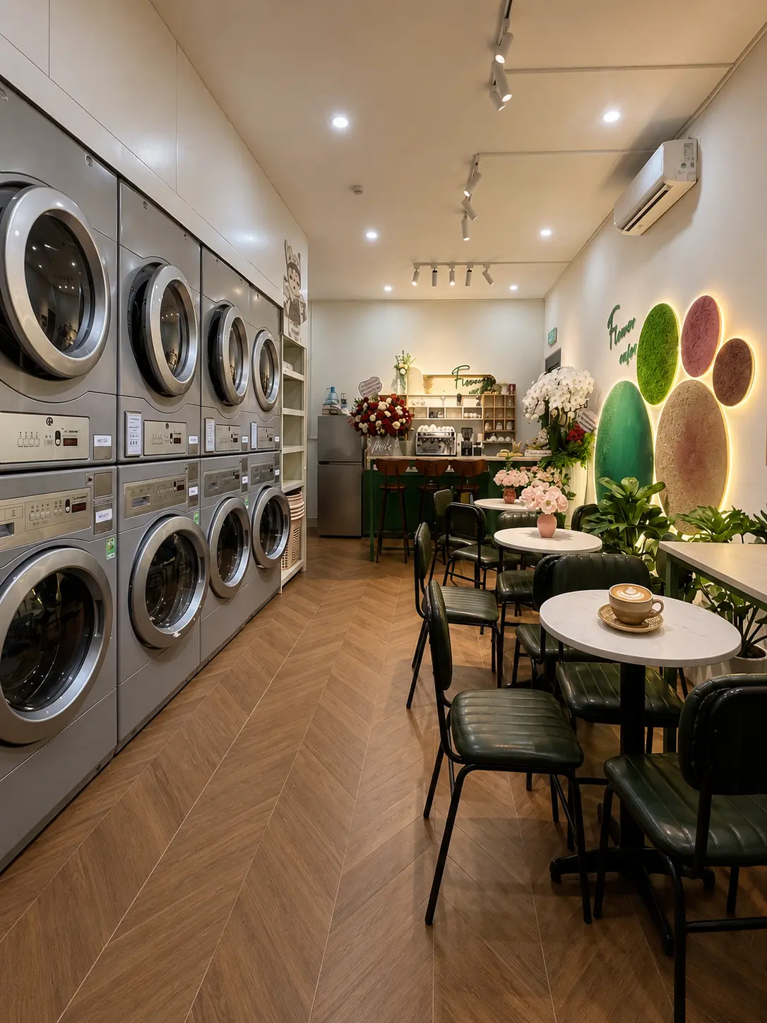 Self-service laundry area with large-capacity machines at Flower Da Nang